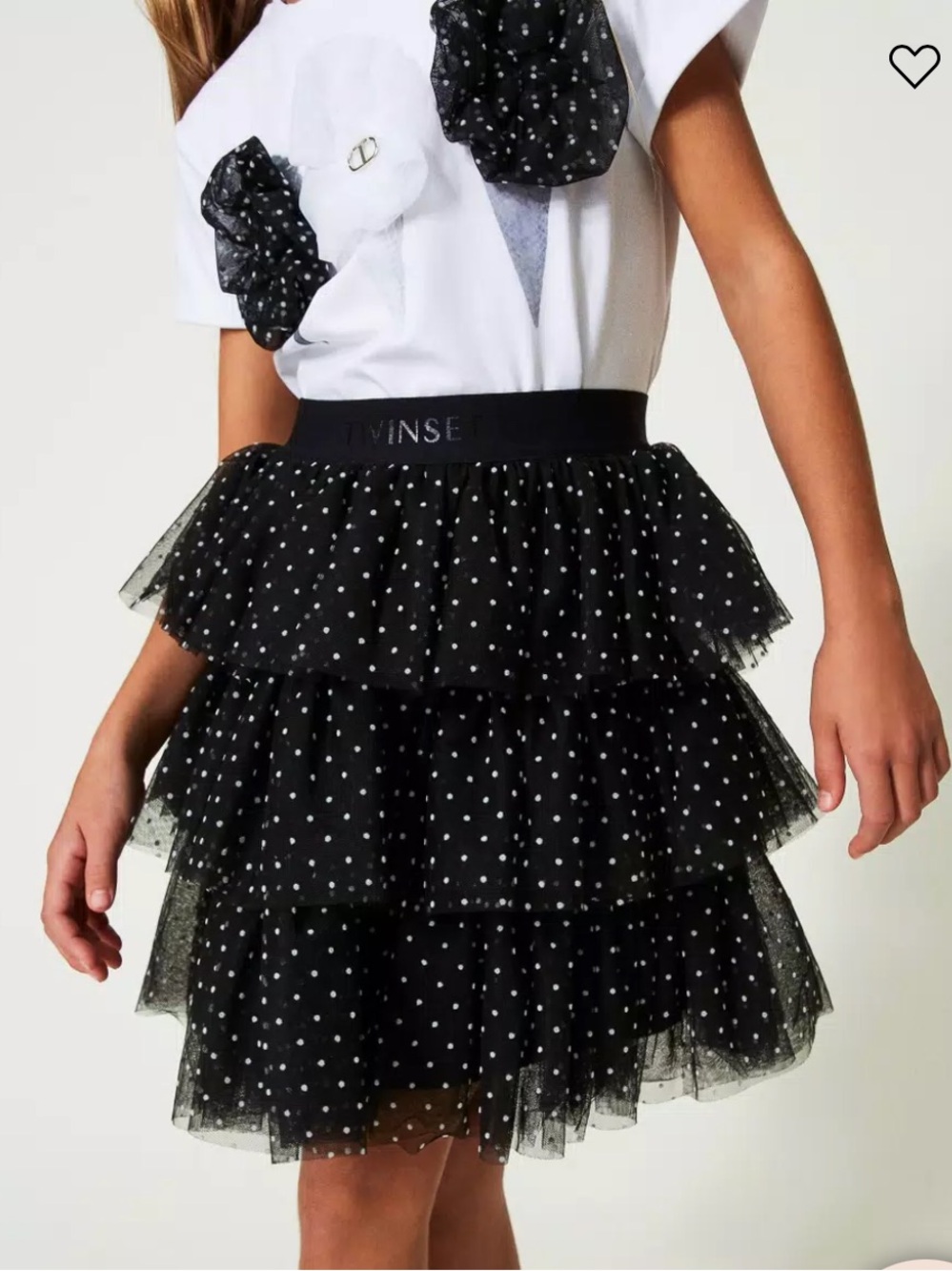 TWINSET Black Polka Dot Tiered Tulle Skirt for Kids